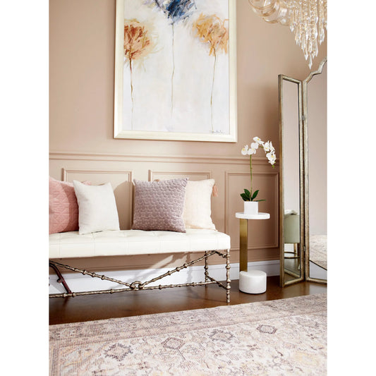 Kodiak Side Table by Cyan Design in gold, white. Made from iron, marble in a modern style.