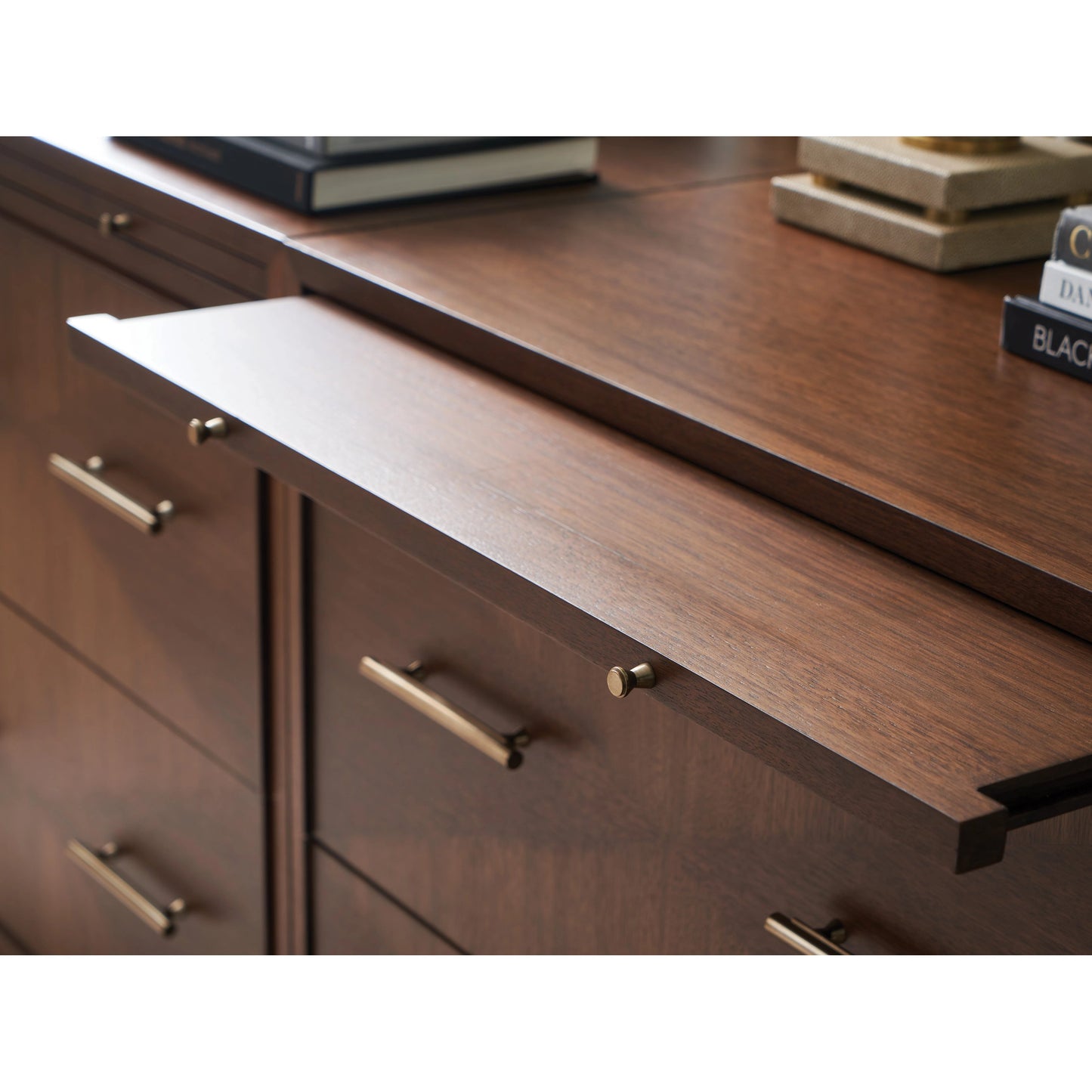 003 SI-2013205 | Closeup | Berwick File Chest by Sligh in dark walnut. Made from unique in a transitional style.
