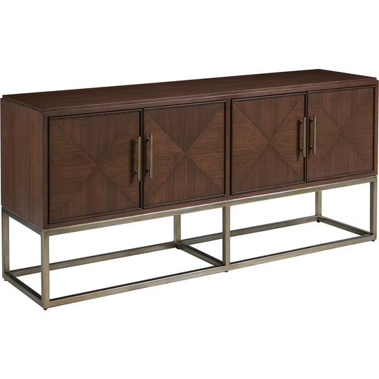 Cameron Media Console by Sligh in dark walnut. Made from unique in a transitional style.