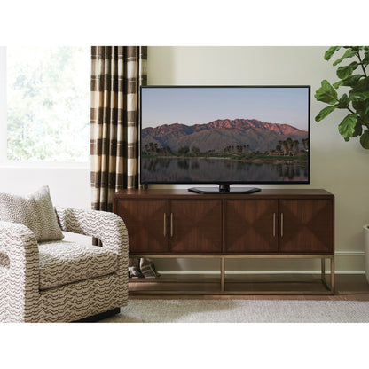 Cameron Media Console by Sligh in dark walnut. Made from unique in a transitional style.