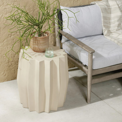 Gem Outdoor End Table by Four Hands. Made from concrete in a modern style.