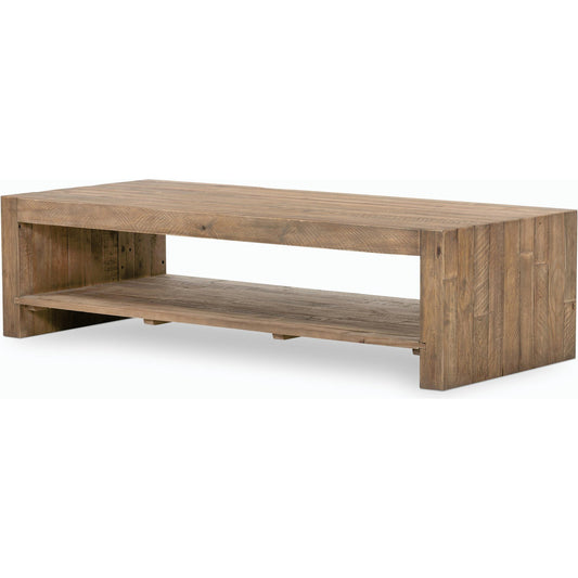 Beckwourth Coffee Table by Four Hands in sierra rustic natural. Made from solid reclaimed pine in a modern style.