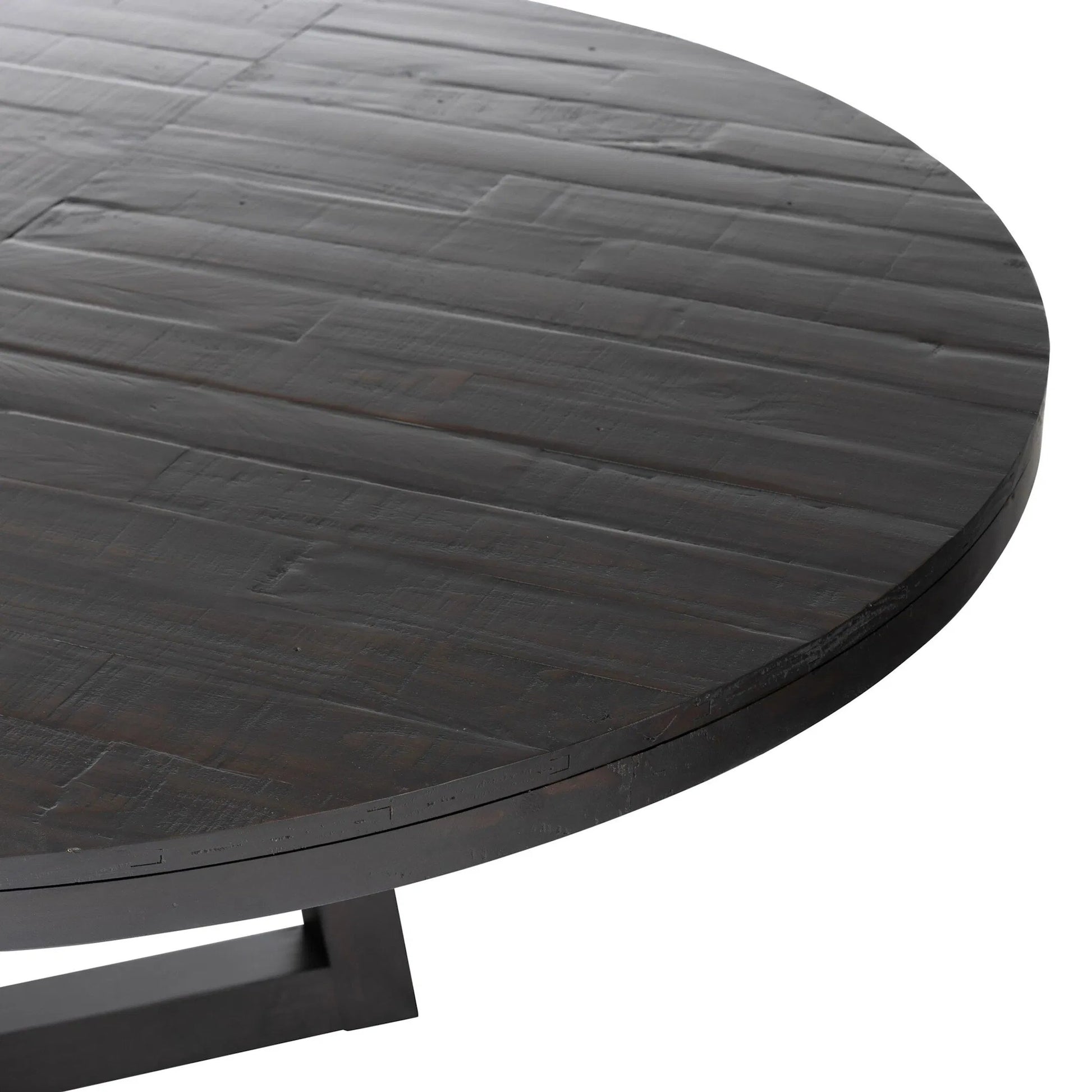 Eberwin Round Ext Dining Table by Four Hands in dark carbon. Made from solid reclaimed pine in a modern style.