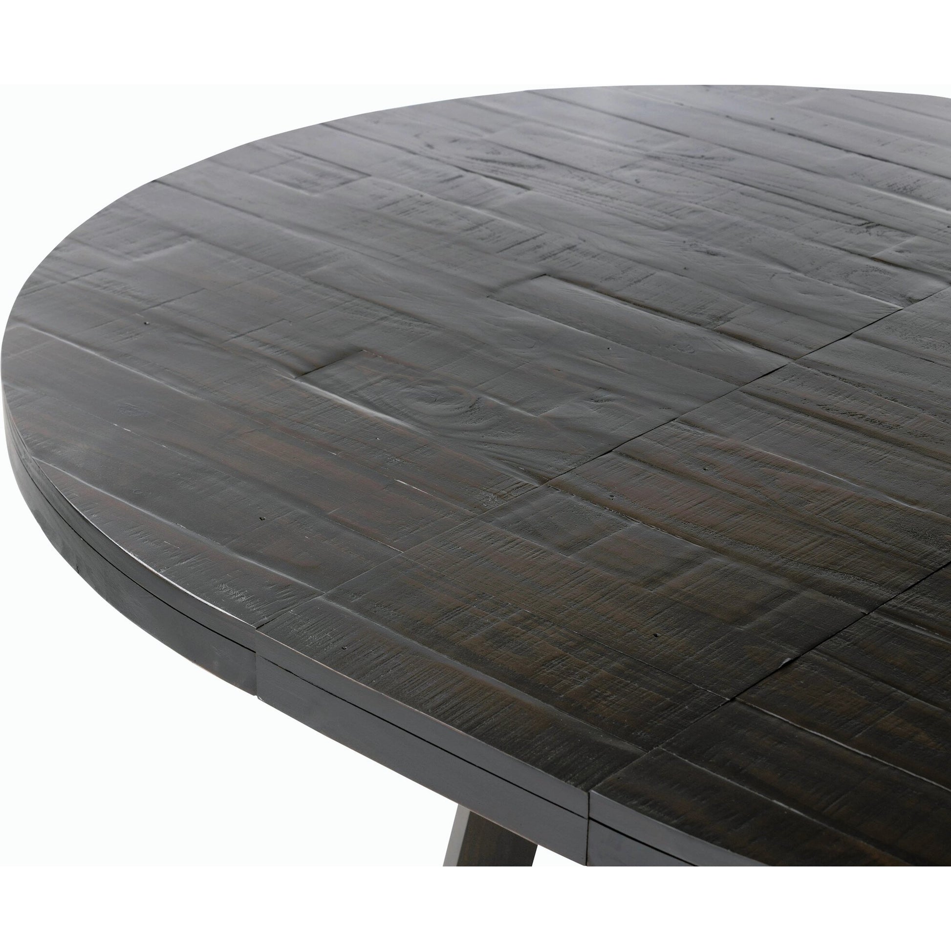 Eberwin Round Ext Dining Table by Four Hands in dark carbon. Made from solid reclaimed pine in a modern style.