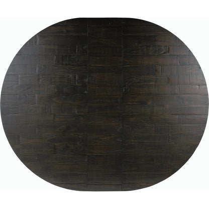 Eberwin Round Ext Dining Table by Four Hands in dark carbon. Made from solid reclaimed pine in a modern style.