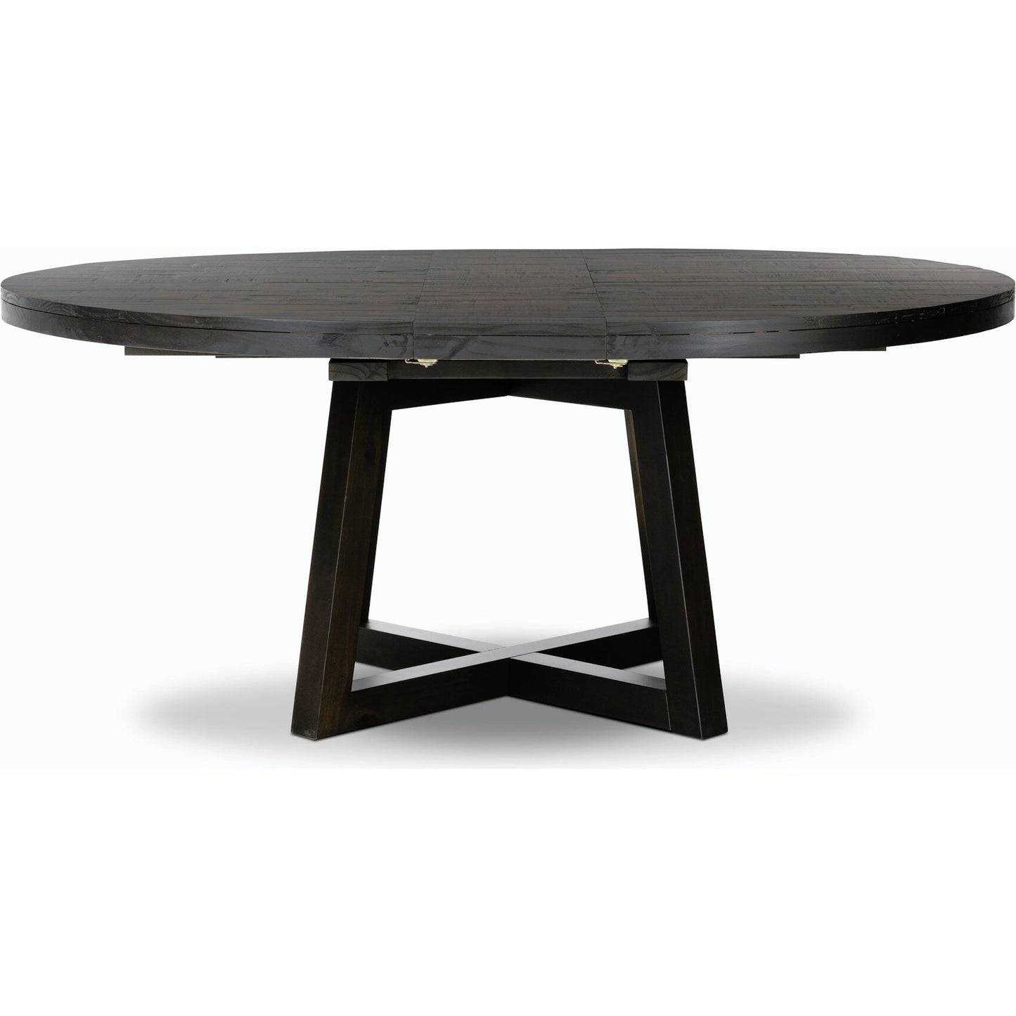 003 SI-2158148 | Additional Silo | Eberwin Round Ext Dining Table by Four Hands in dark carbon. Made from solid reclaimed pine in a modern style.