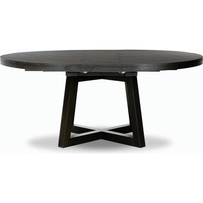 Eberwin Round Ext Dining Table by Four Hands in dark carbon. Made from solid reclaimed pine in a modern style.