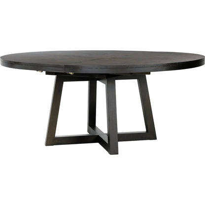 Eberwin Round Ext Dining Table by Four Hands in dark carbon. Made from solid reclaimed pine in a modern style.