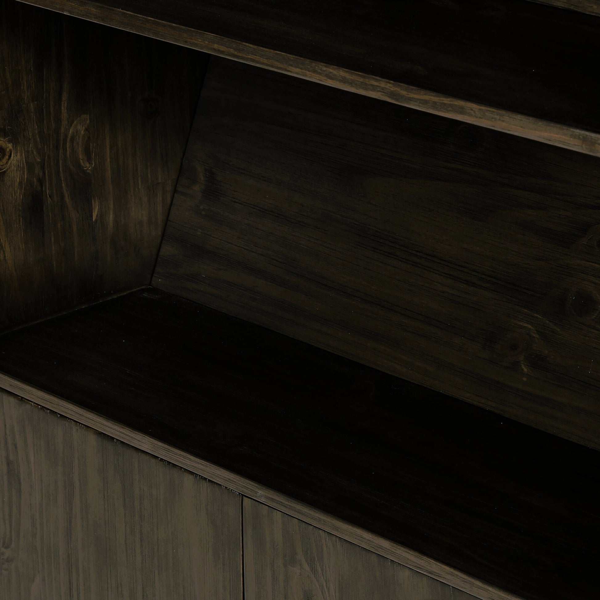 Bane Bookshelf by Four Hands in smoked pine, black iron. Made from solid pine, iron in a modern style.