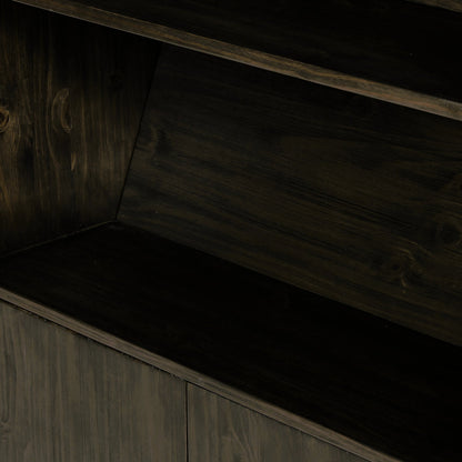 Bane Bookshelf by Four Hands in smoked pine, black iron. Made from solid pine, iron in a modern style.