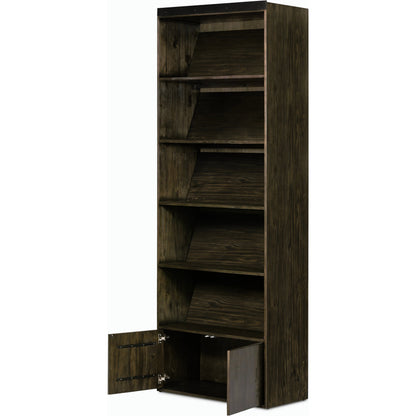 Bane Bookshelf by Four Hands in smoked pine, black iron. Made from solid pine, iron in a modern style.