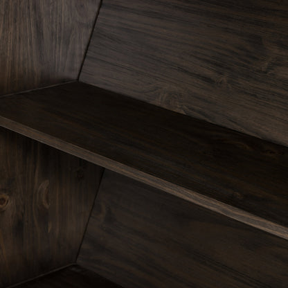 Bane Bookshelf by Four Hands in smoked pine, black iron. Made from solid pine, iron in a modern style.