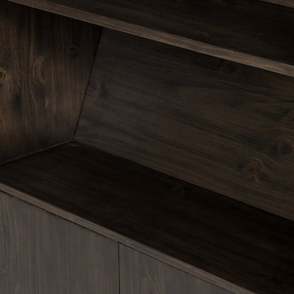 Bane Bookshelf by Four Hands in smoked pine, black iron. Made from solid pine, iron in a modern style.
