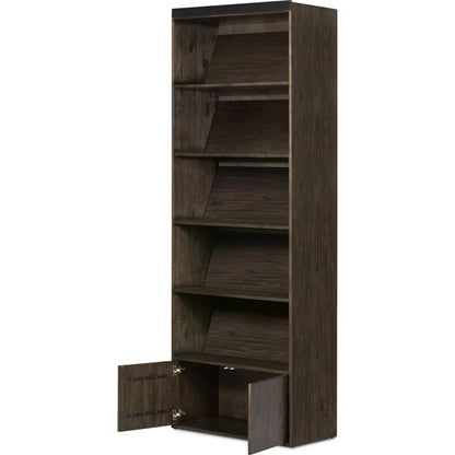 Bane Bookshelf by Four Hands in smoked pine, black iron. Made from solid pine, iron in a modern style.