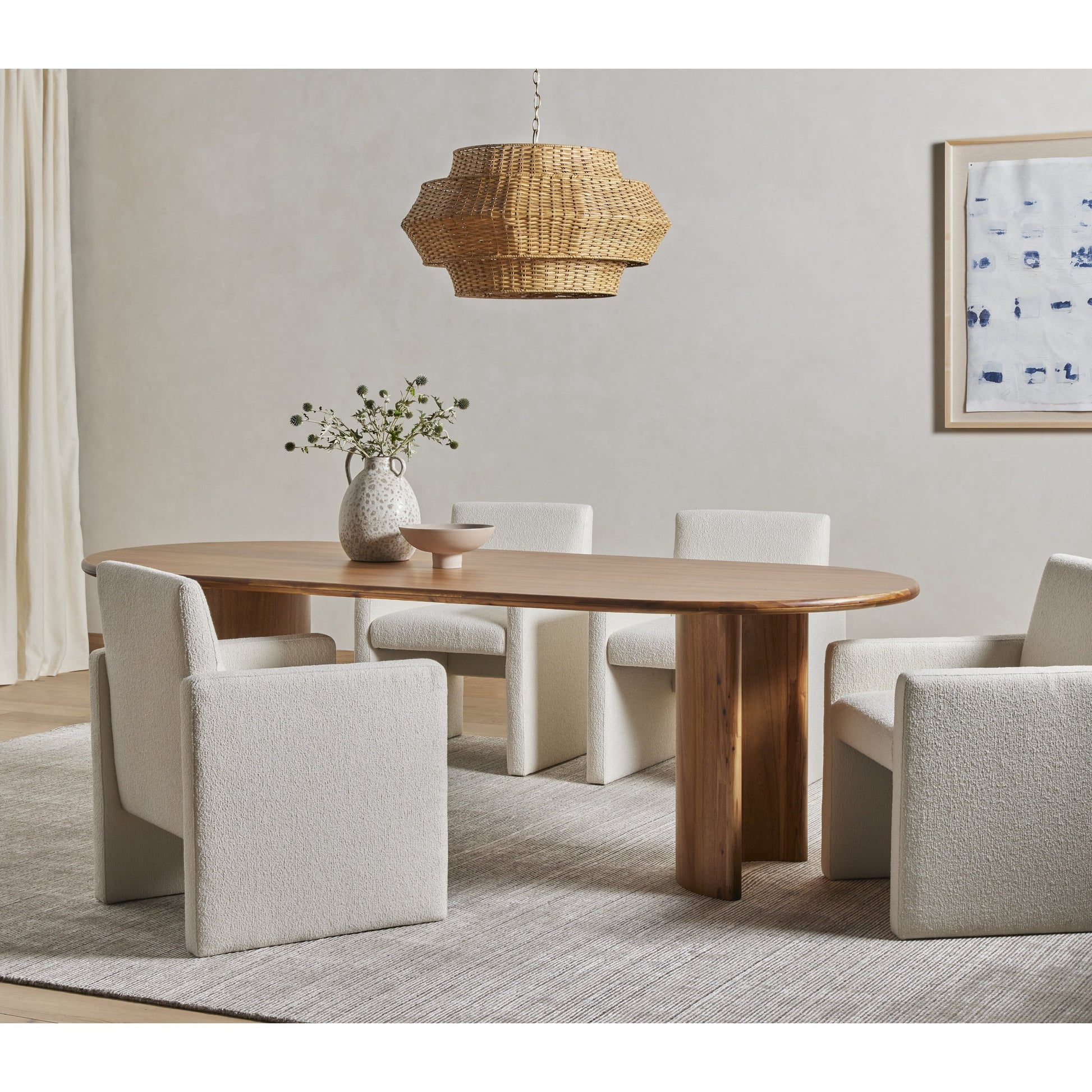 Paden Dining Table by Four Hands. Made from thin acacia veneer, solid acacia in a modern style.