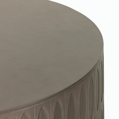 Colorado Drum Coffee Table by Four Hands in grey concrete and dark gray. Made from concrete in a eclectic & global style.