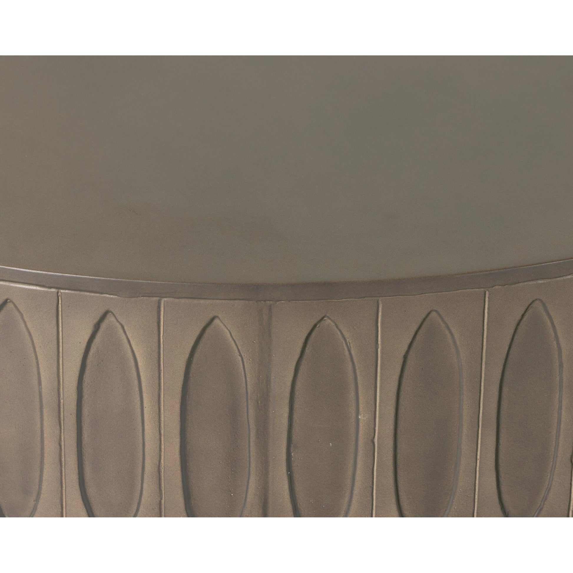 Colorado Drum Coffee Table by Four Hands in grey concrete and dark gray. Made from concrete in a eclectic & global style.