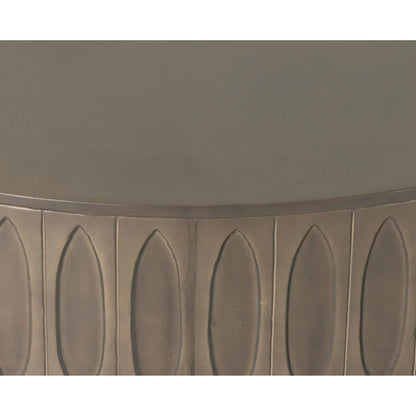 Colorado Drum Coffee Table by Four Hands in grey concrete and dark gray. Made from concrete in a eclectic & global style.