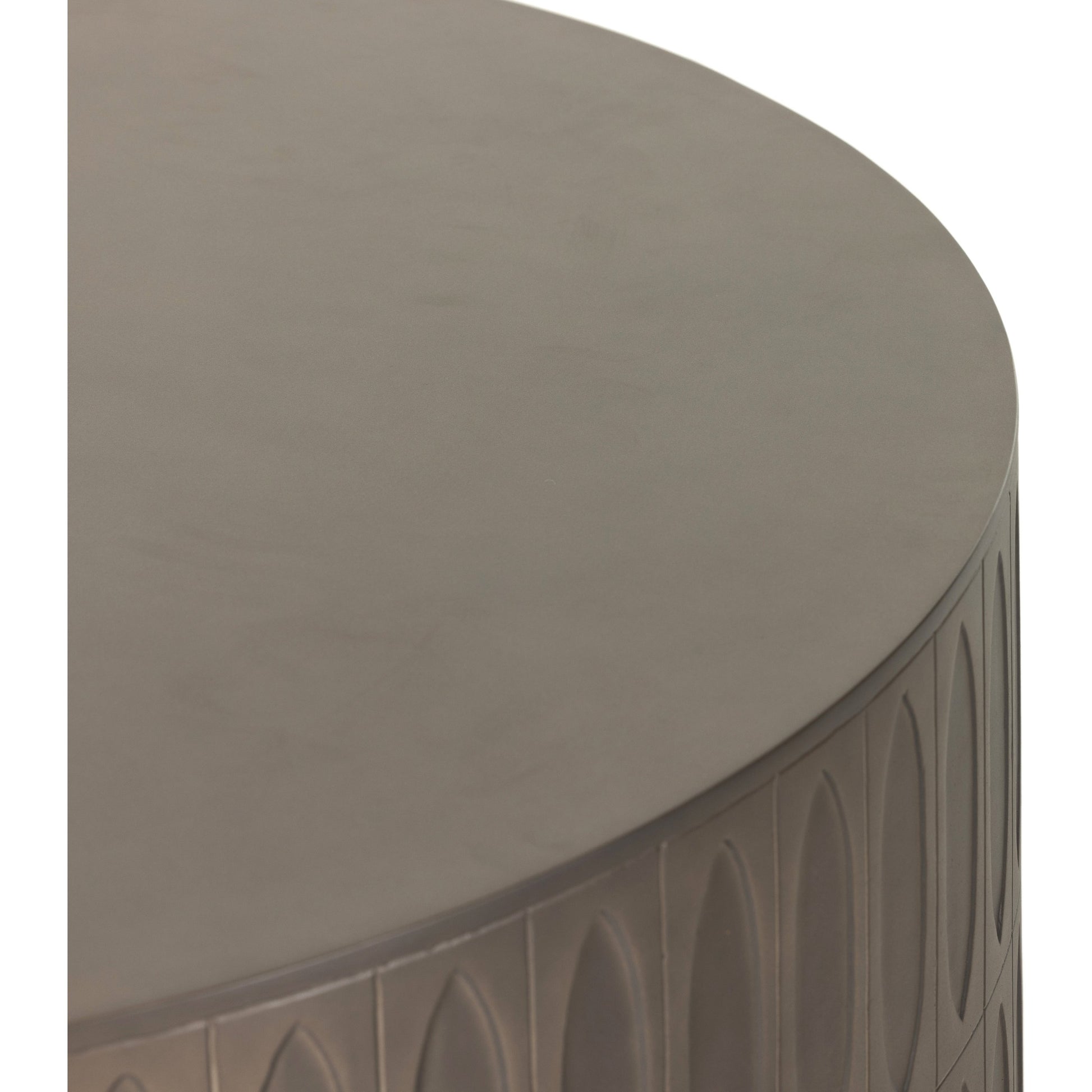 Colorado Drum Coffee Table by Four Hands in grey concrete and dark gray. Made from concrete in a eclectic & global style.