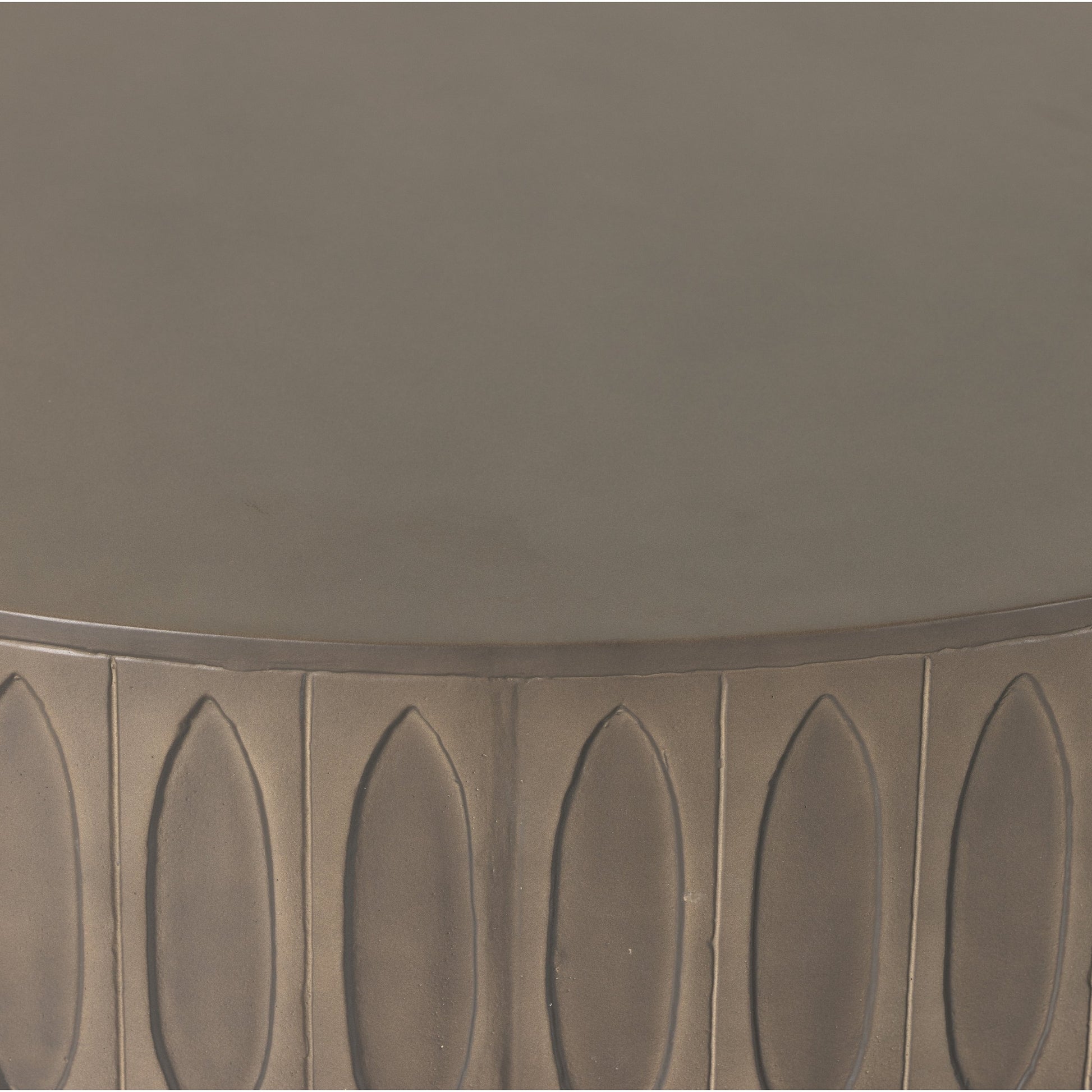 Colorado Drum Coffee Table by Four Hands in grey concrete and dark gray. Made from concrete in a eclectic & global style.
