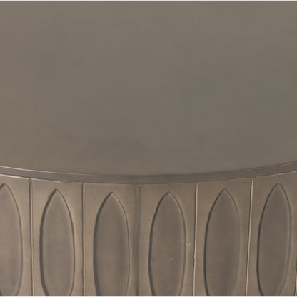 Colorado Drum Coffee Table by Four Hands in grey concrete and dark gray. Made from concrete in a eclectic & global style.