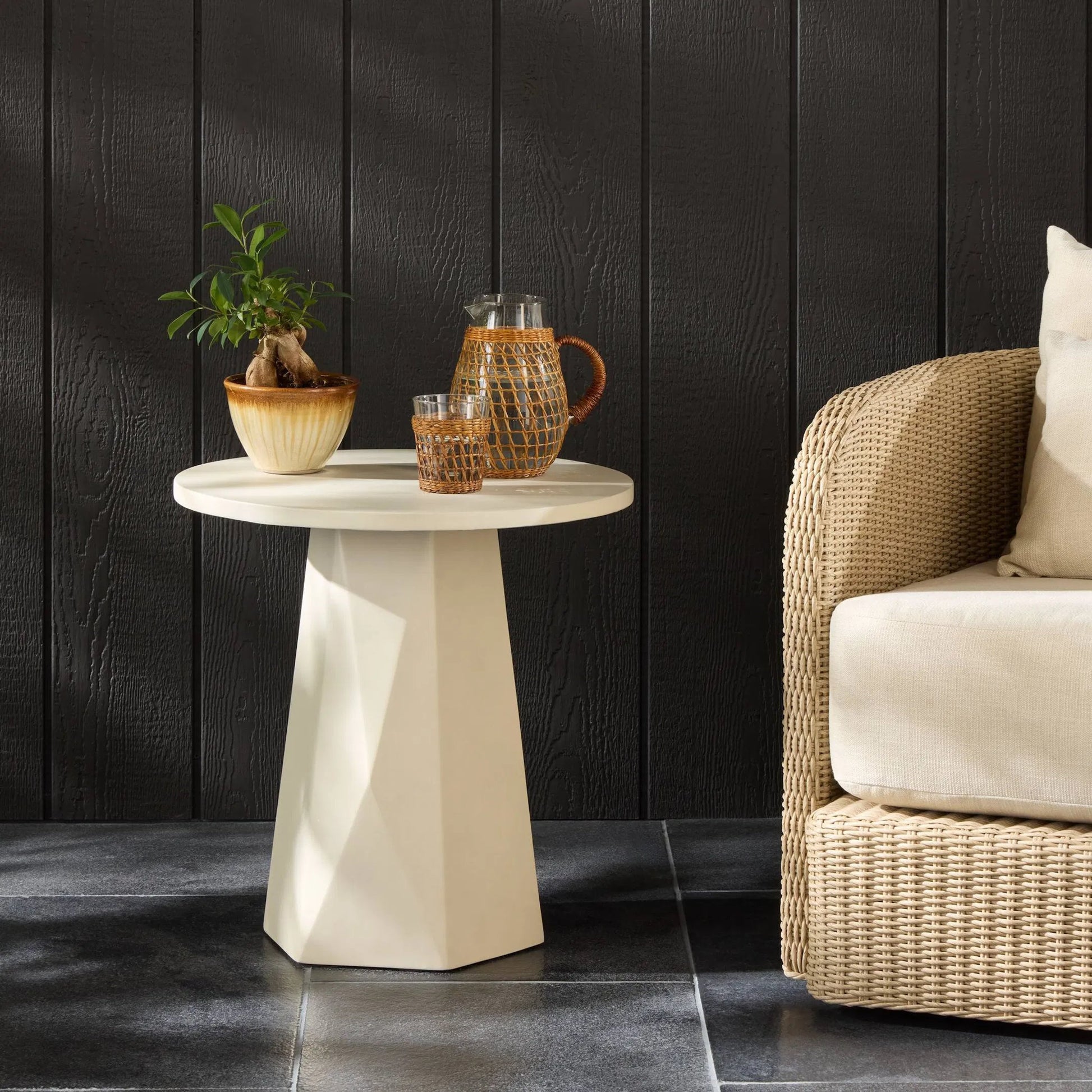 Bowman Outdoor End Table by Four Hands. Made from unique in a modern style.