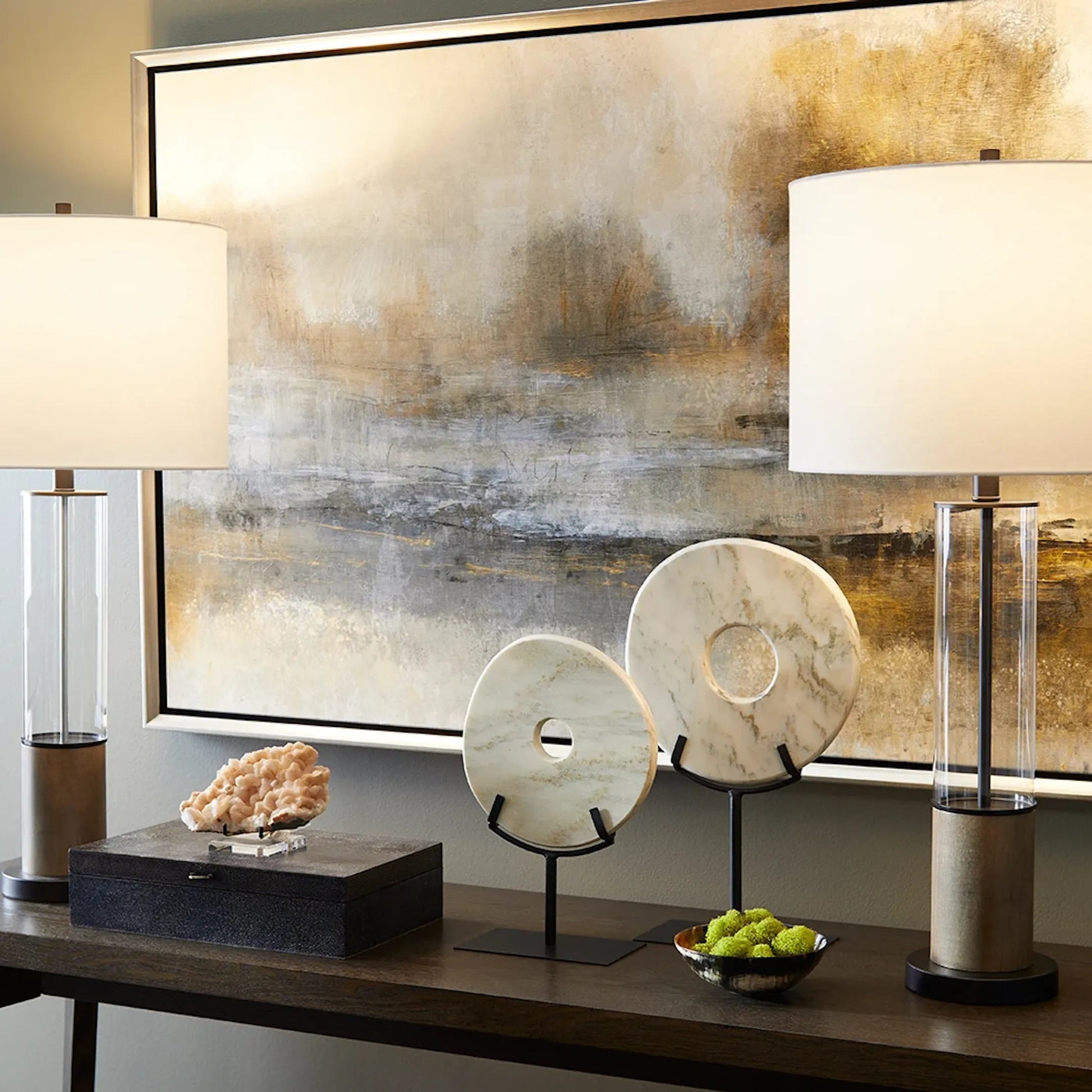 Colossus Table Lamp by Cyan Design in pewter. Made from iron, glass, wood in a modern style.
