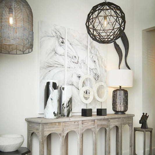 Nexus Table Lamp by Cyan Design in pewter. Made from iron, bamboo in a modern style.
