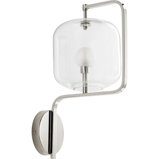 Isotope Wall Sconce by Cyan Design in polished nickel. Made from iron, glass in a modern style.