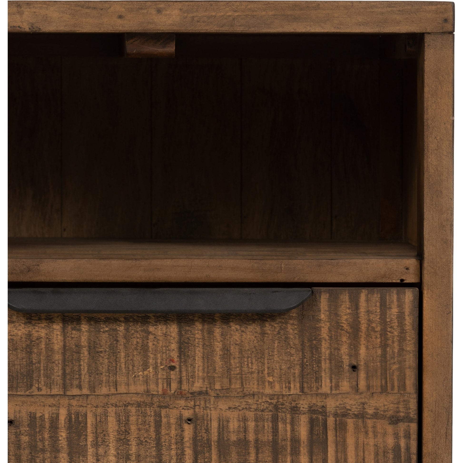 Wyeth Nightstand by Four Hands in dark carbon, antique brass. Made from solid reclaimed pine, iron in a modern style.