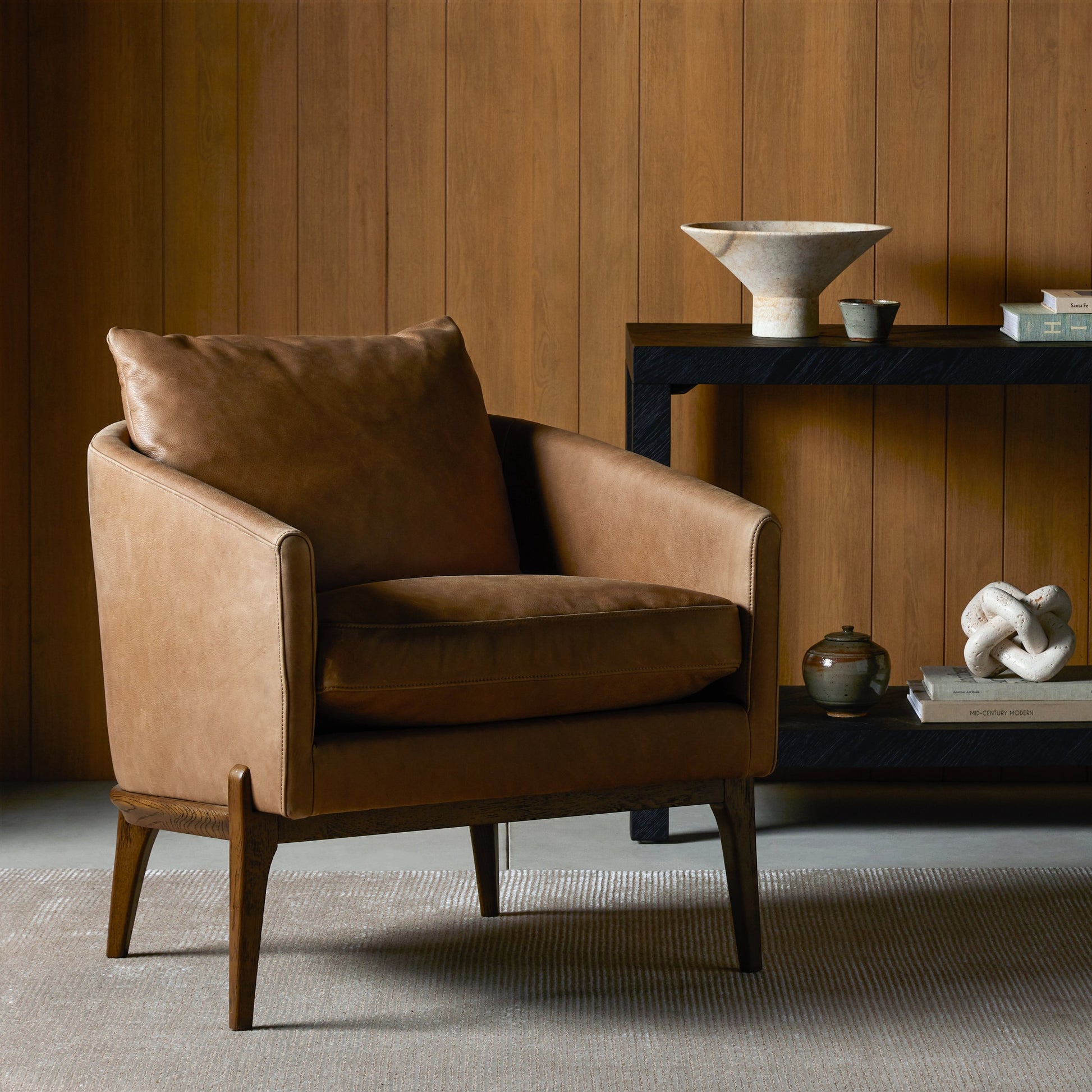 Copeland Chair by Four Hands in orly natural and black oak. Made from 100% polyester, solid oak in a transitional style.