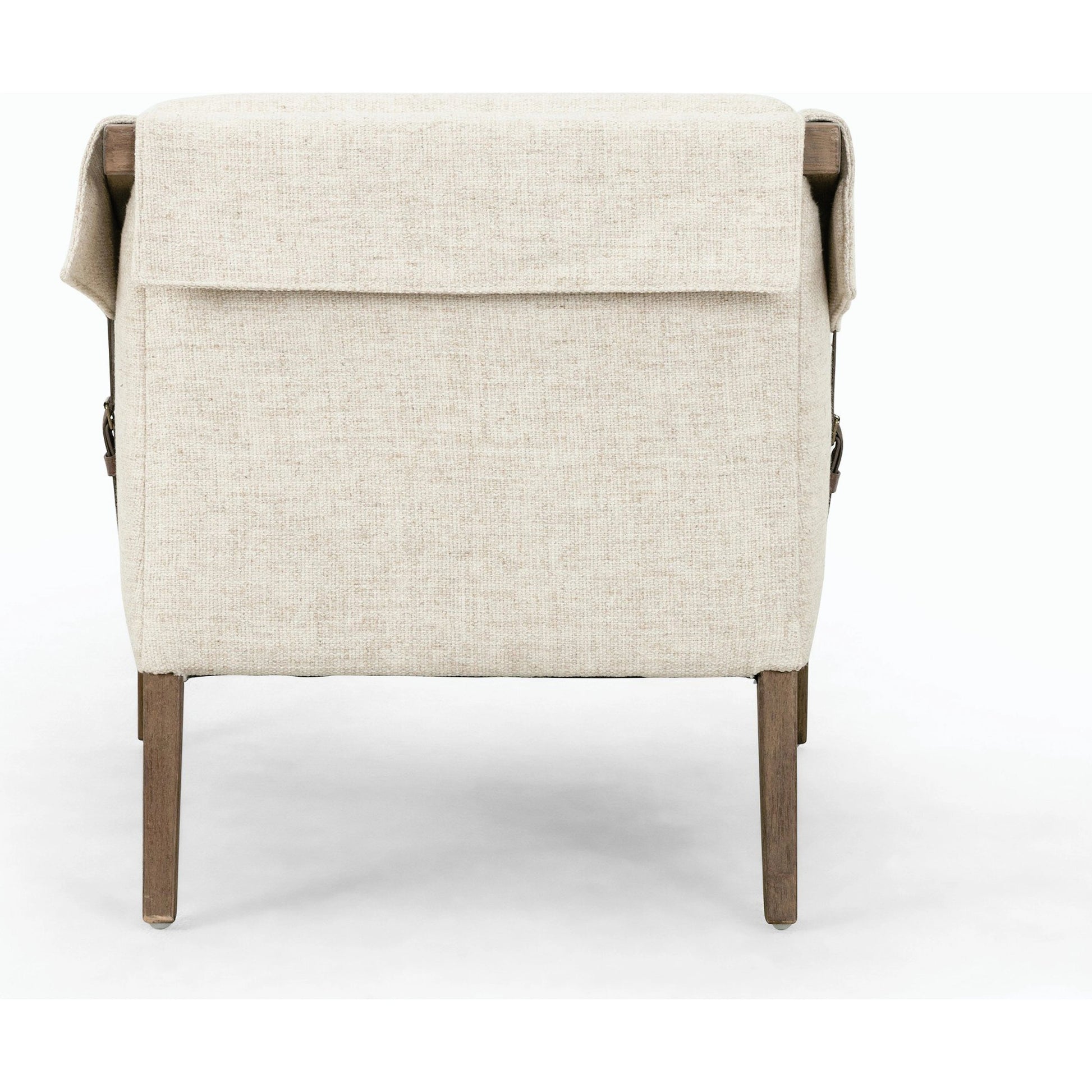 Bauer Chair by Four Hands in thames cream and distressed natural. Made from 66% polyester, 19% acrylic, 15% flax, linen, solid parawood, top grain leather in a modern style.