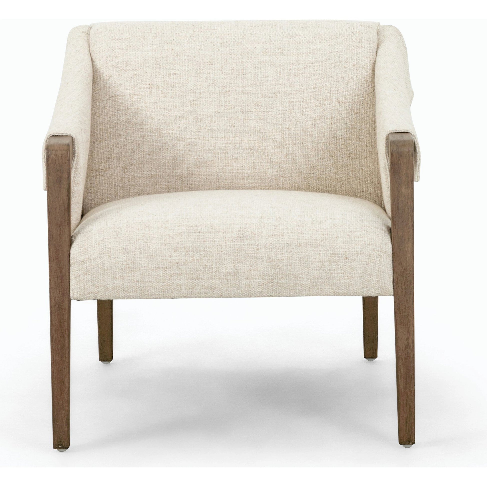 Bauer Chair by Four Hands in thames cream and distressed natural. Made from 66% polyester, 19% acrylic, 15% flax, linen, solid parawood, top grain leather in a modern style.