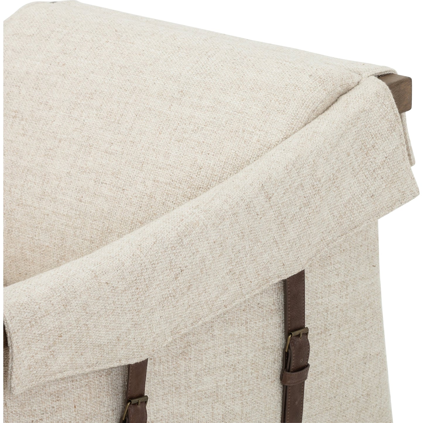 004 SI-1714373 | Additional Silo | Bauer Chair by Four Hands in thames cream and distressed natural. Made from 66% polyester, 19% acrylic, 15% flax, linen, solid parawood, top grain leather in a modern style.