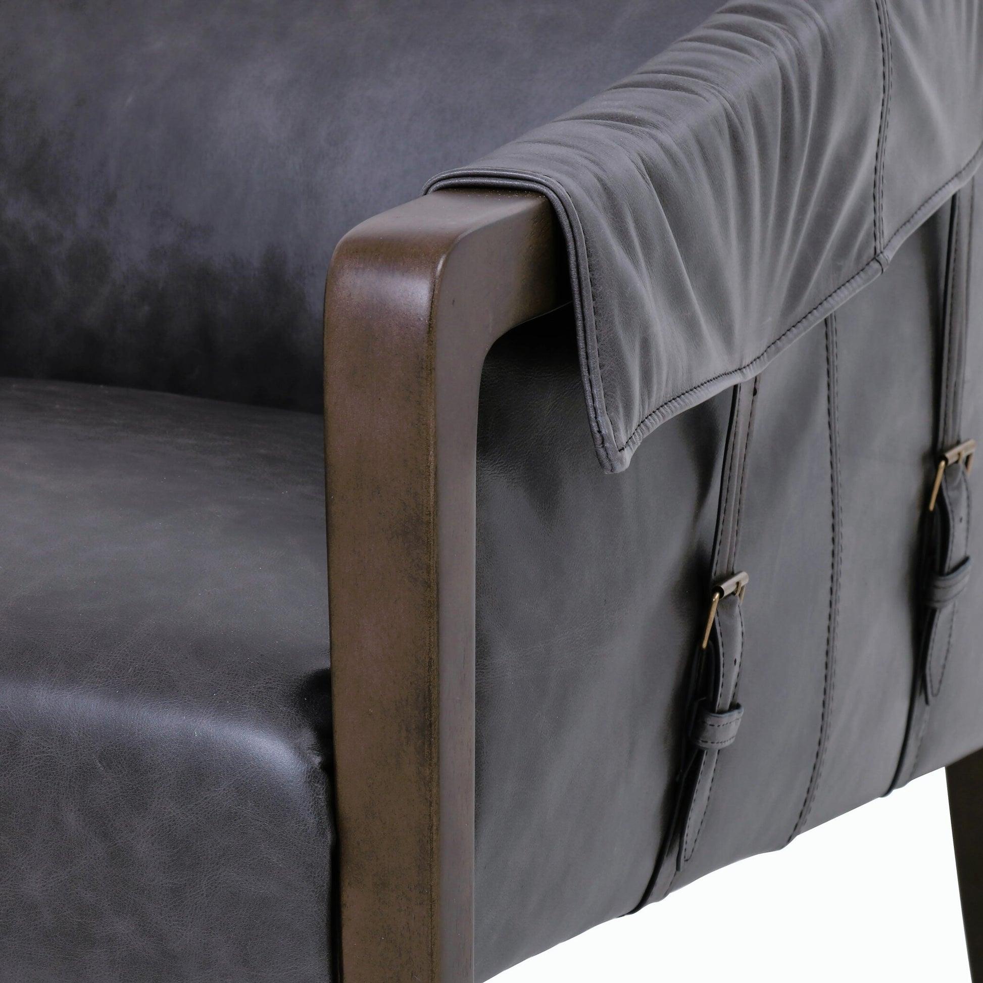 Bauer Chair by Four Hands in thames cream and distressed natural. Made from 66% polyester, 19% acrylic, 15% flax, linen, solid parawood, top grain leather in a modern style.