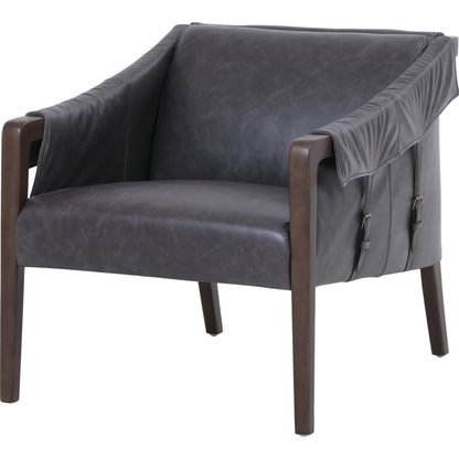 Bauer Chair by Four Hands in thames cream and distressed natural. Made from 66% polyester, 19% acrylic, 15% flax, linen, solid parawood, top grain leather in a modern style.