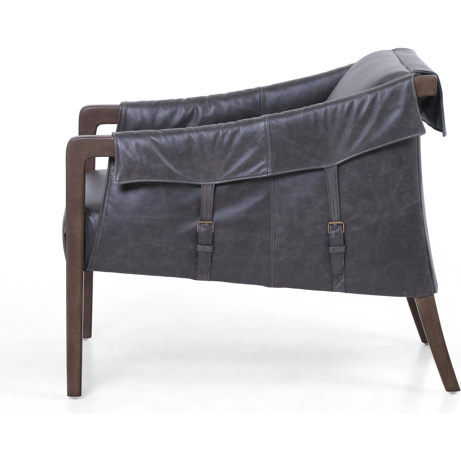 Bauer Chair by Four Hands in thames cream and distressed natural. Made from 66% polyester, 19% acrylic, 15% flax, linen, solid parawood, top grain leather in a modern style.