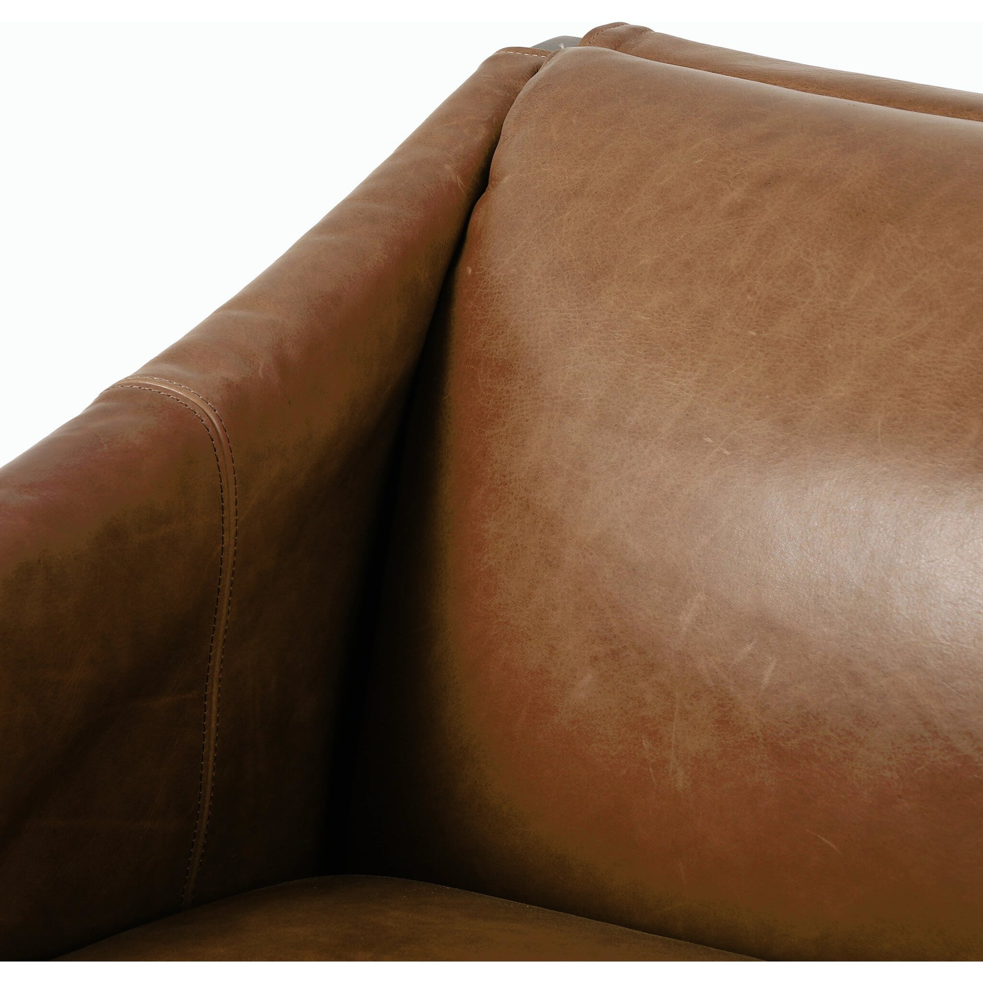 Bauer Chair by Four Hands in thames cream and distressed natural. Made from 66% polyester, 19% acrylic, 15% flax, linen, solid parawood, top grain leather in a modern style.