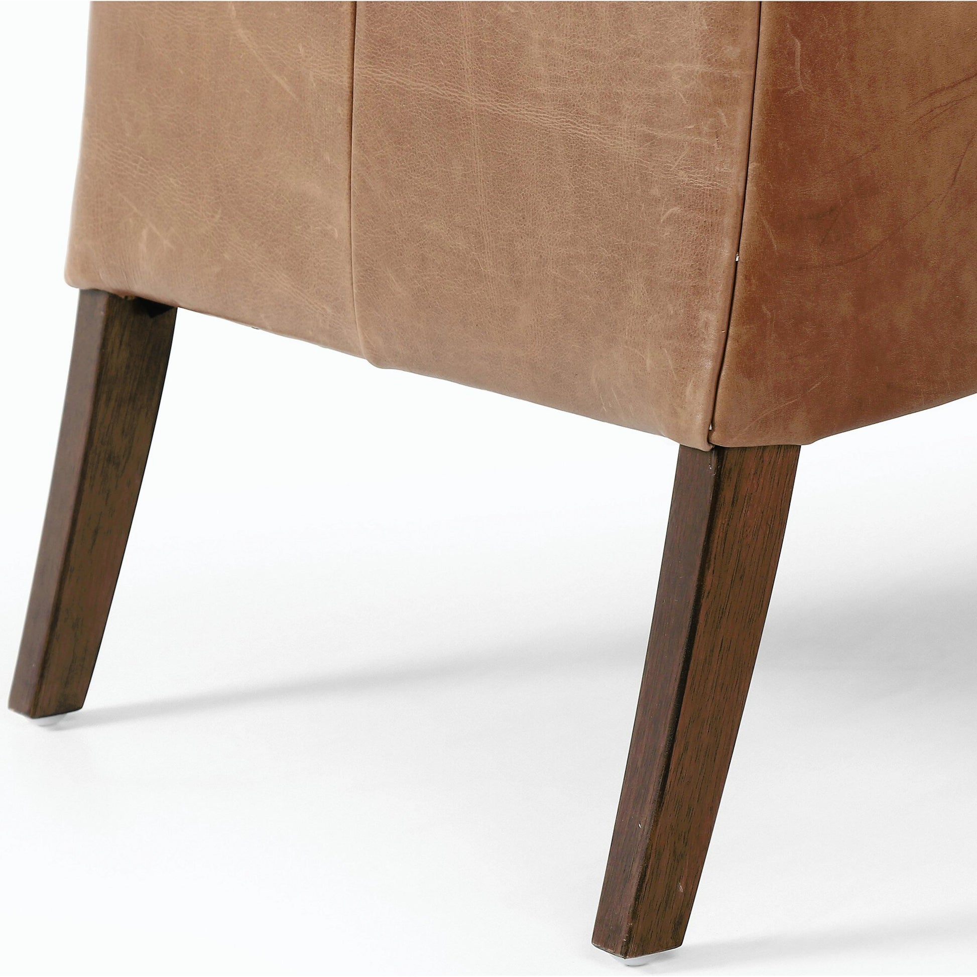 Bauer Chair by Four Hands in thames cream and distressed natural. Made from 66% polyester, 19% acrylic, 15% flax, linen, solid parawood, top grain leather in a modern style.