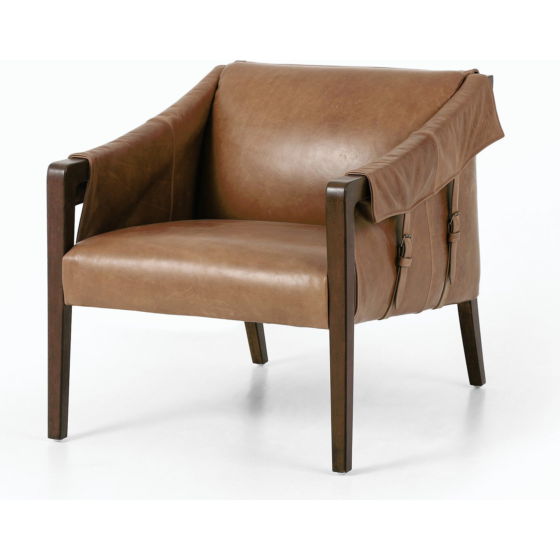 Bauer Chair by Four Hands in thames cream and distressed natural. Made from 66% polyester, 19% acrylic, 15% flax, linen, solid parawood, top grain leather in a modern style.
