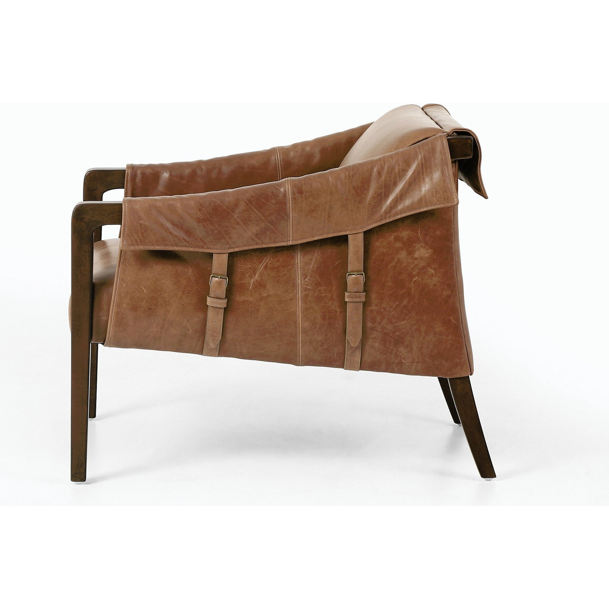 Bauer Chair by Four Hands in thames cream and distressed natural. Made from 66% polyester, 19% acrylic, 15% flax, linen, solid parawood, top grain leather in a modern style.