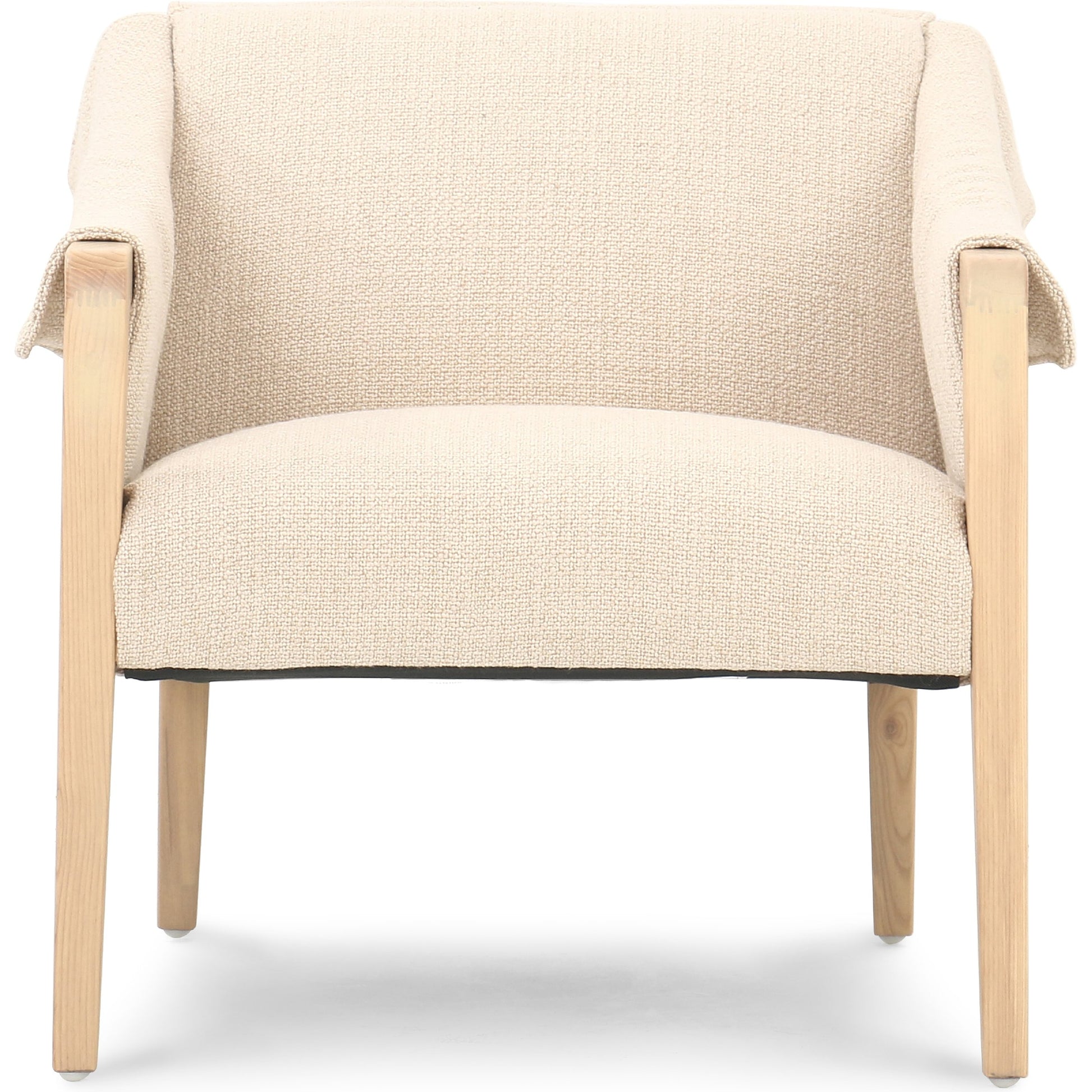 Bauer Chair by Four Hands in thames cream and distressed natural. Made from 66% polyester, 19% acrylic, 15% flax, linen, solid parawood, top grain leather in a modern style.
