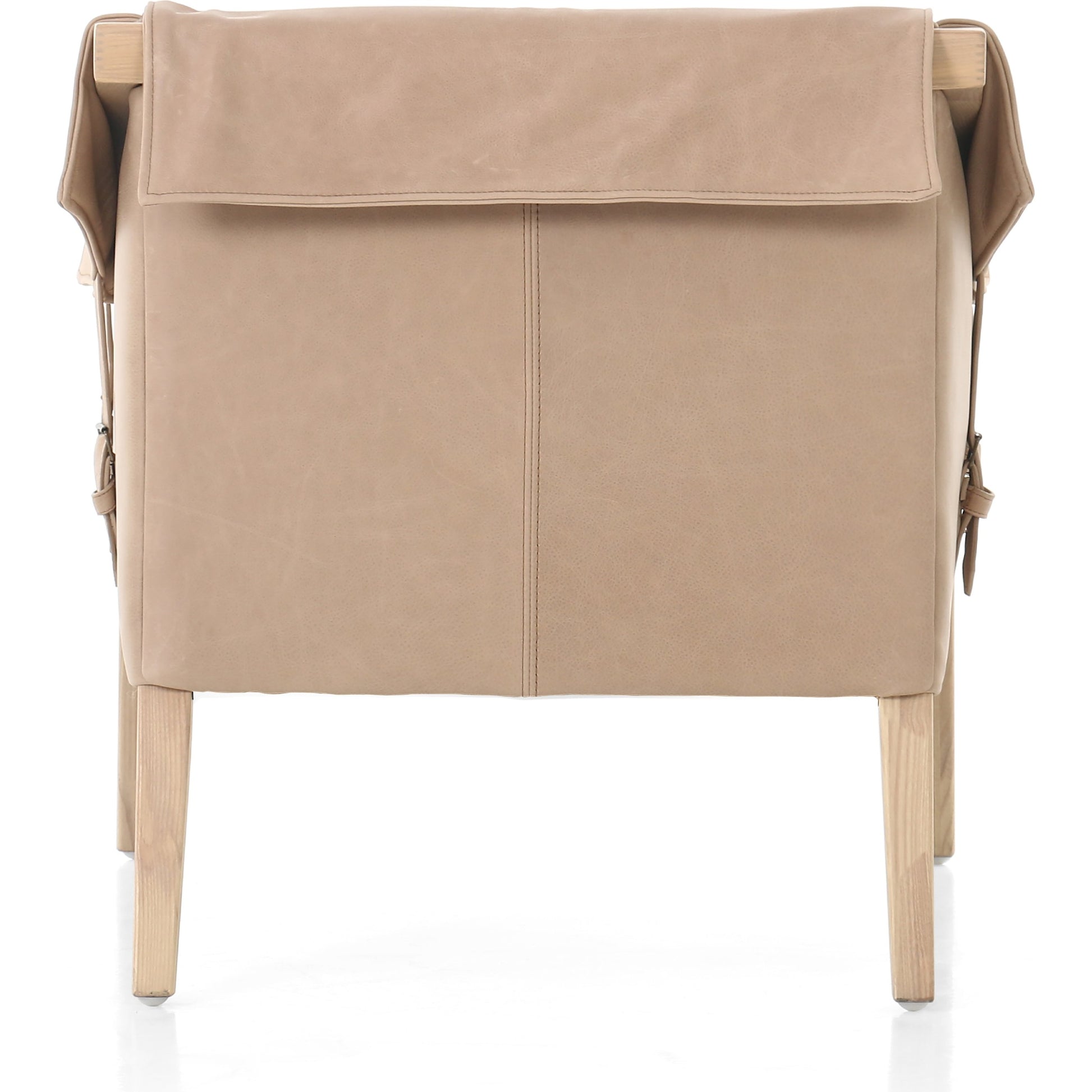 Bauer Chair by Four Hands in thames cream and distressed natural. Made from 66% polyester, 19% acrylic, 15% flax, linen, solid parawood, top grain leather in a modern style.