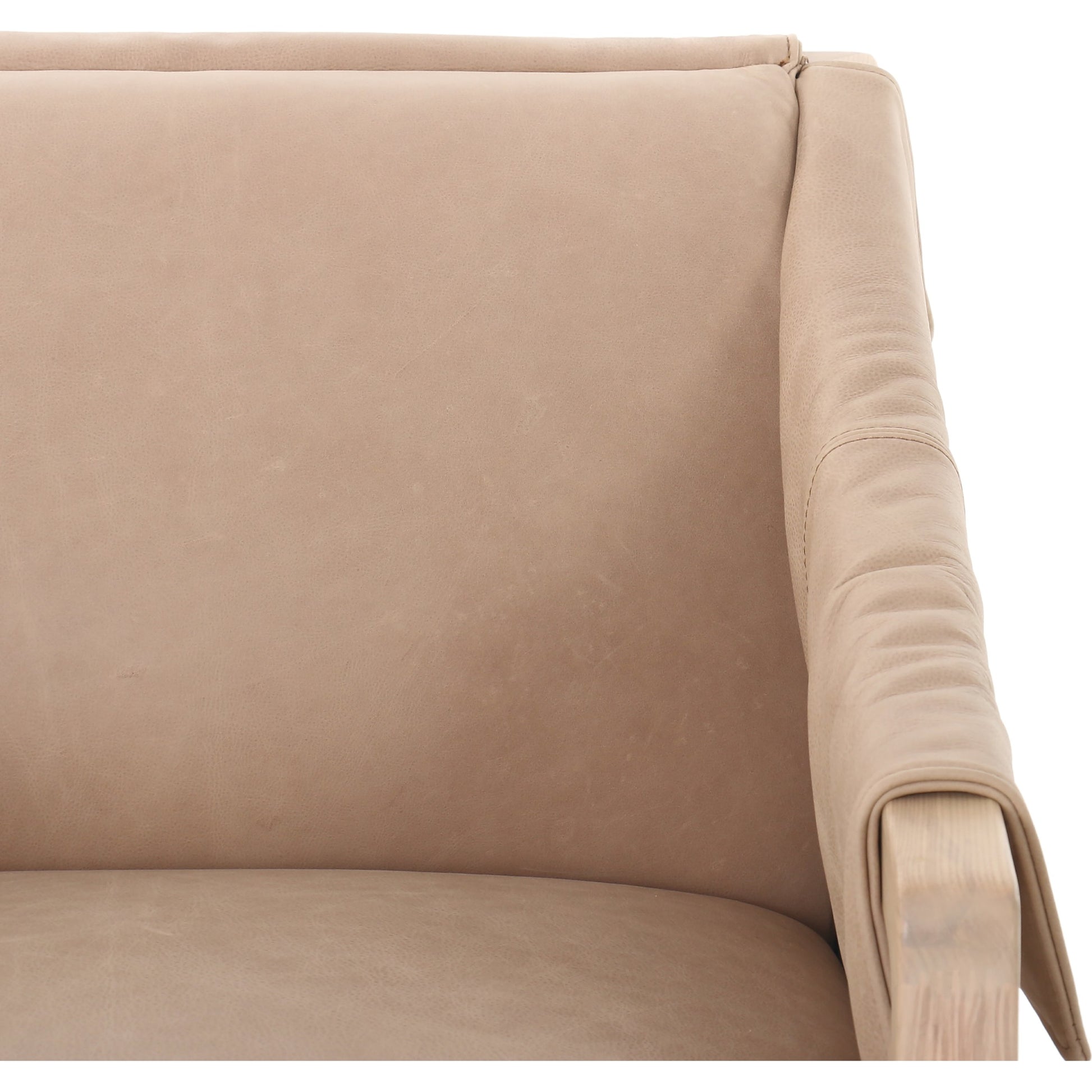 Bauer Chair by Four Hands in thames cream and distressed natural. Made from 66% polyester, 19% acrylic, 15% flax, linen, solid parawood, top grain leather in a modern style.
