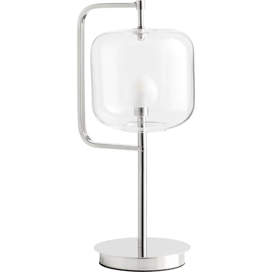 Isotope Table Lamp by Cyan Design in polished nickel. Made from iron, glass in a modern style.