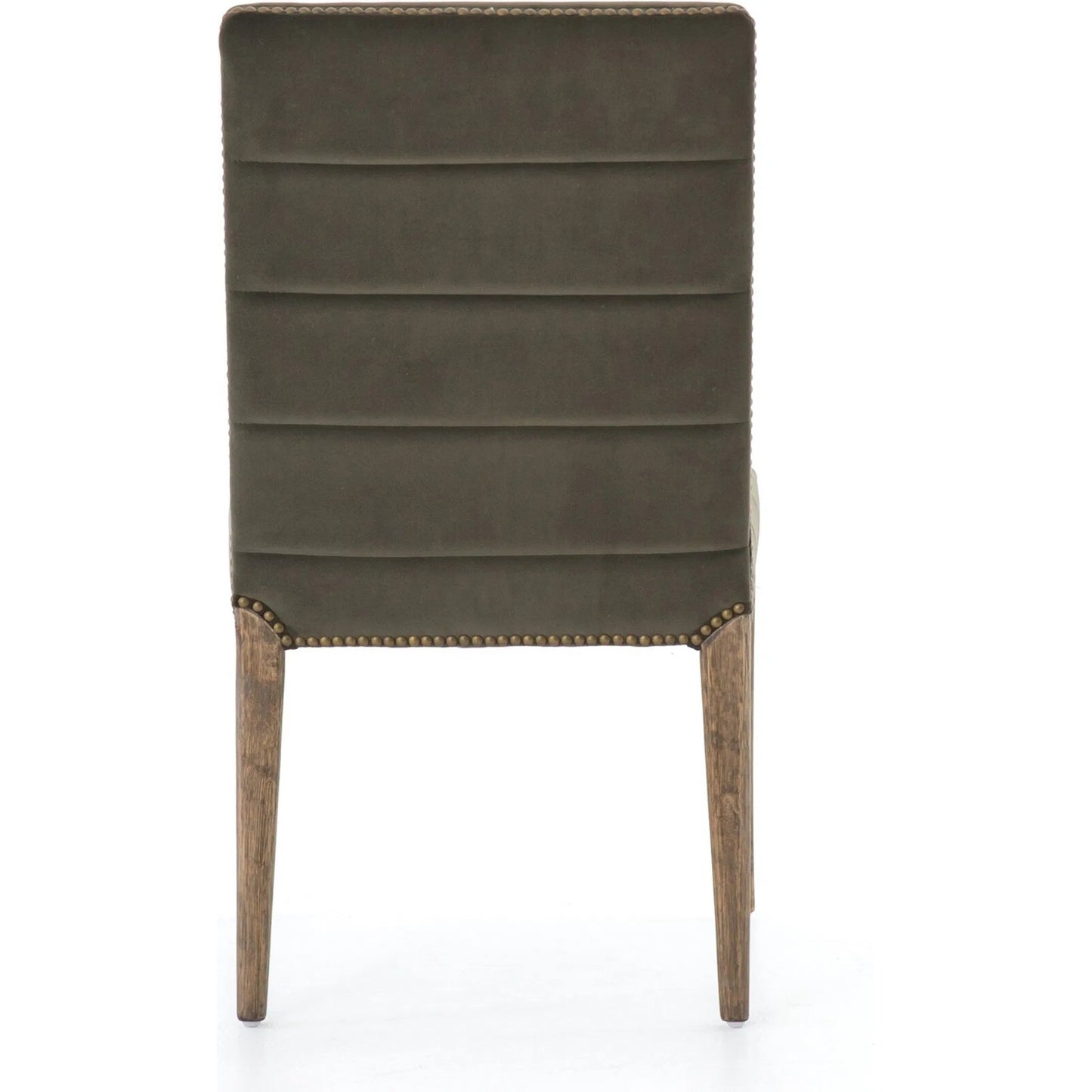004 SI-2535249 | Additional Silo | Nate Dining Chair by Four Hands in modern velvet loden, lamont nettlewood, brass nailhead. Made from 100% polyester, solid nettlewood, iron in a unique style.