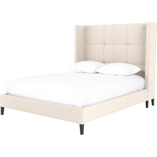 Madison Bed by Four Hands in cambric ivory. Made from 90% polyester, 10% flax, linen, solid parawood in a modern style.