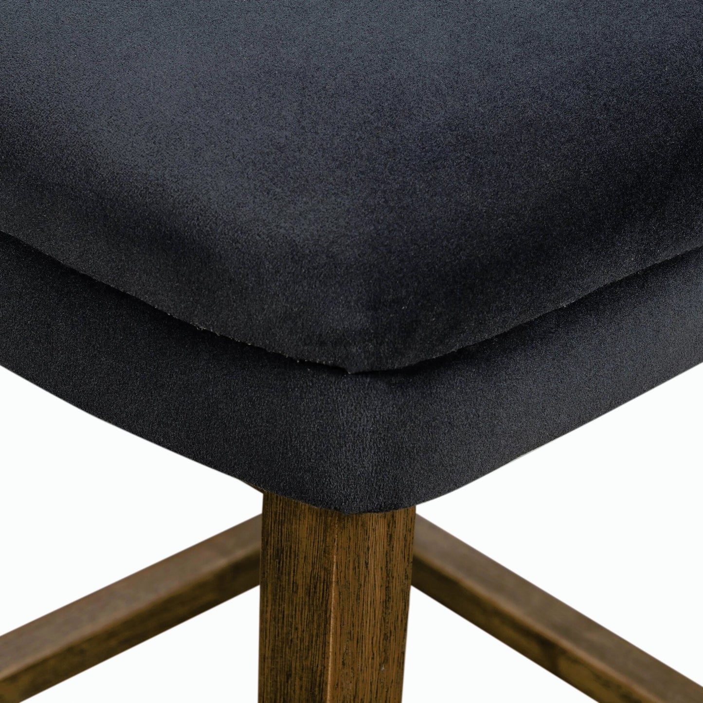 006 SI-2137621 | Closeup | Task Swivel Stool by Four Hands in modern velvet shadow, warm nettlewood. Made from 100% polyester, solid nettlewood, stainless steel in a modern style.