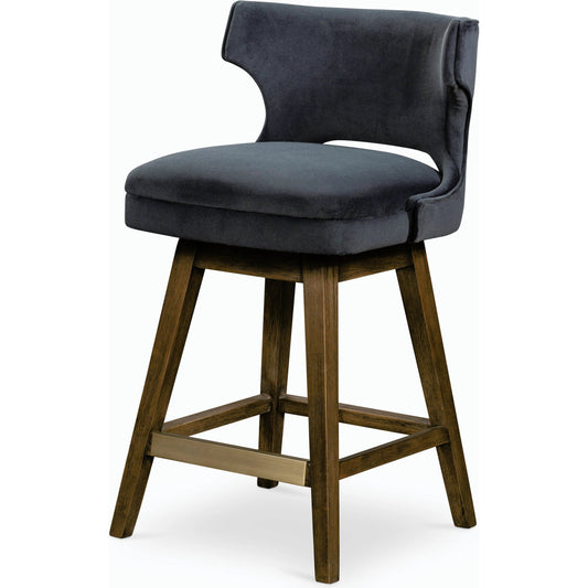 Task Swivel Stool by Four Hands in modern velvet shadow, warm nettlewood. Made from 100% polyester, solid nettlewood, stainless steel in a modern style.