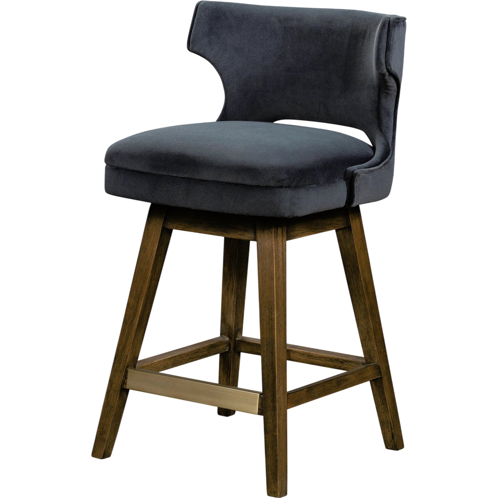 Task Swivel Stool by Four Hands in modern velvet shadow, warm nettlewood. Made from 100% polyester, solid nettlewood, stainless steel in a modern style.